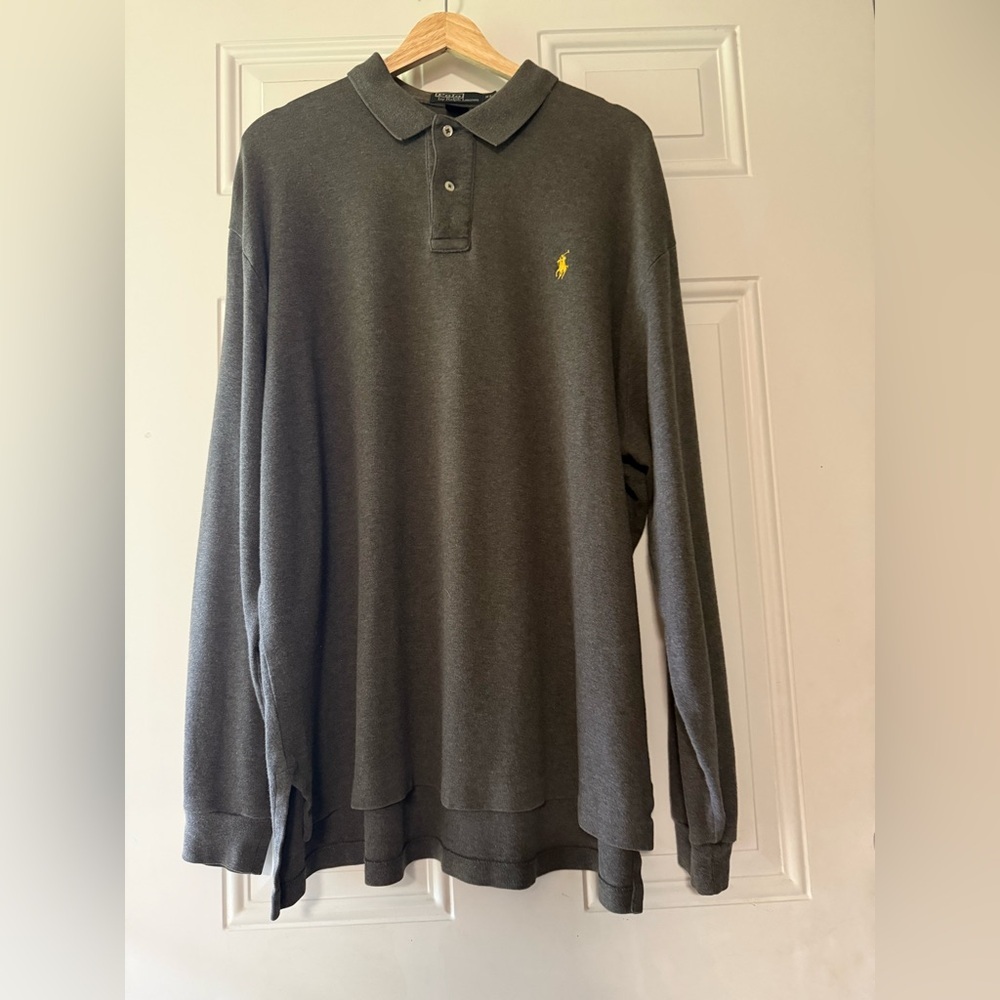POLO Ralph Lauren Men’s Gray Classic Cotton Long Sleeve Polo Shirt